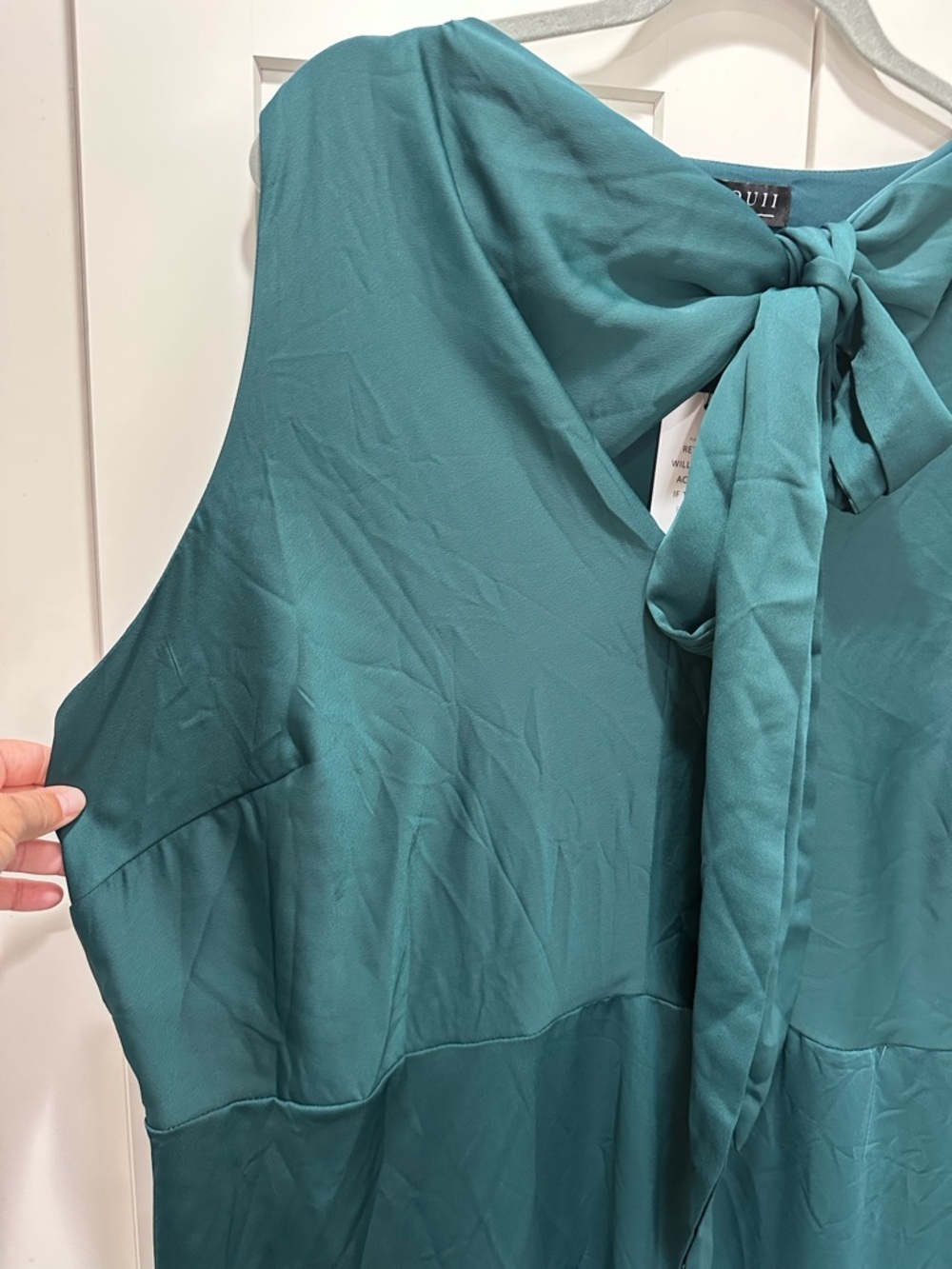 Eloquii Sleeveless Teal Tie-Neck Maxi Dress - Picture 3 of 7